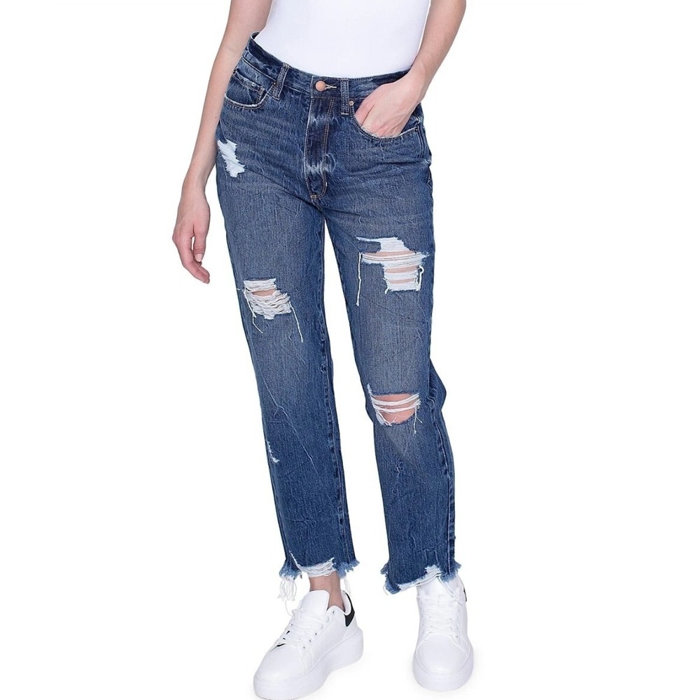 Blue Revival‎ NWT Women's Monaco Distressed Ripped Boyfriend Jeans Size 32